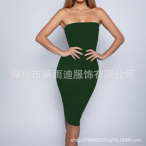 

2020 summer new sexy solid color dress with wrapped chest cross-border e-commerce aliexpress amazon