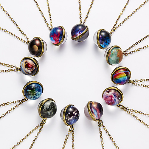 

women clavicle necklace fashion glass necklace jewelry universe galaxy ball pendant unique special birthday gift for womens girls