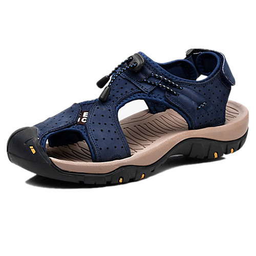 

Men's Sandals Casual Daily Outdoor Walking Shoes Cowhide Breathable Non-slipping Blue Khaki Gold Summer