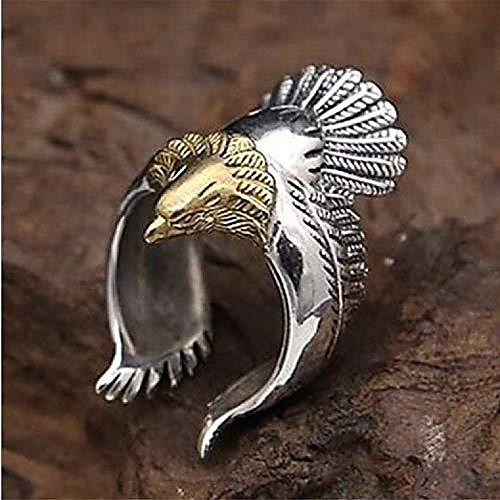 

aimys unique neutral vintage silver eagle knight ring open gothic punk style men and women ring