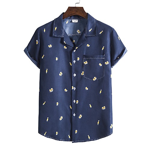 

Men's Shirt 3D Print Graphic Prints Print Short Sleeve Vacation Tops Navy Blue
