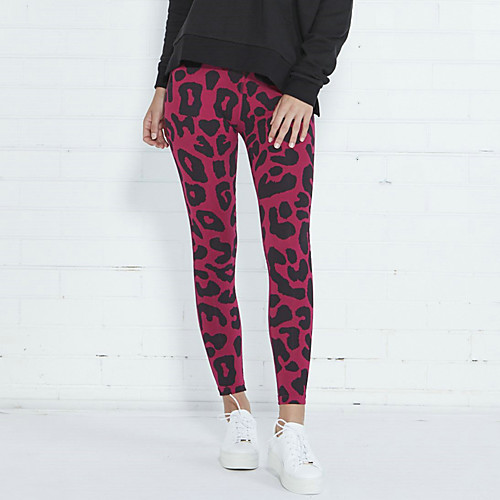 

Women's Stylish Streetwear Comfort Daily Club Chinos Pants Geometric Leopard Ankle-Length Classic Print Red