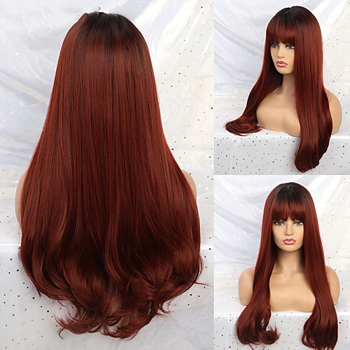 

Synthetic Wig Curly Neat Bang Wig Medium Length A1 A2 Synthetic Hair Women's Cosplay Party Fashion Black Burgundy
