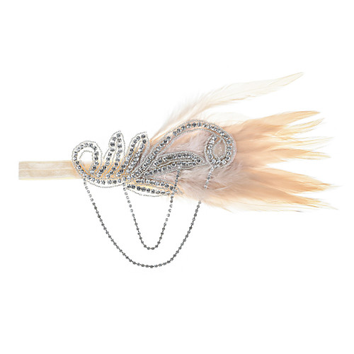 

1920s Vintage Inspired Feather Fascinators with Feather / Crystals / Chain 1 Piece Special Occasion / Party / Evening Headpiece