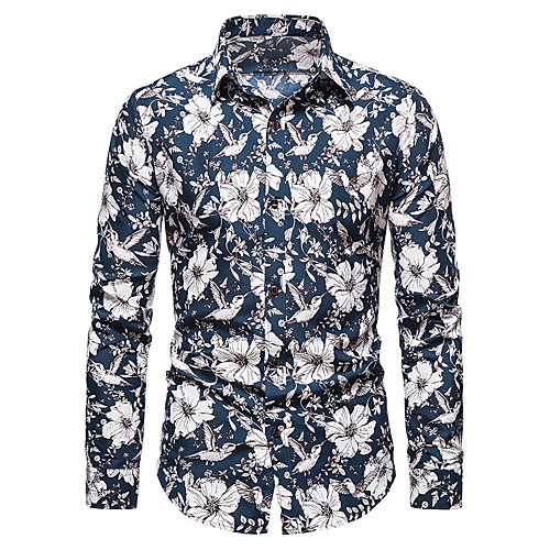 

Men's Shirt Graphic Long Sleeve Daily Tops Black Navy Blue