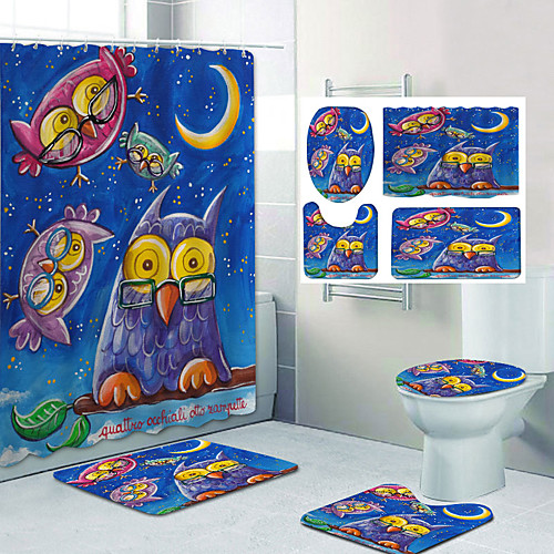

Bathroom Shower Curtain & Mat Set Classic Polyester Waterproof