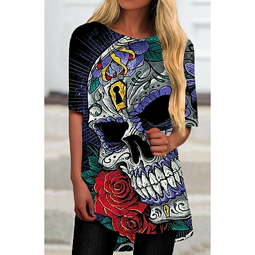 

Women's T Shirt Dress Tee Dress Short Mini Dress Black Half Sleeve Floral Color Block Print Spring Summer Round Neck Casual 2021 S M L XL XXL 3XL