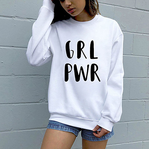 

Women's Sweatshirt Pullover Pure Color Crew Neck Letter Printed Sport Athleisure Sweatshirt Top Long Sleeve Breathable Soft Comfortable Everyday Use Street Casual Daily Outdoor