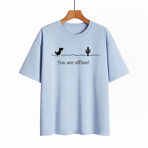 

Women's T shirt Graphic Letter Print Round Neck Tops Cotton Basic Basic Top White Black Purple
