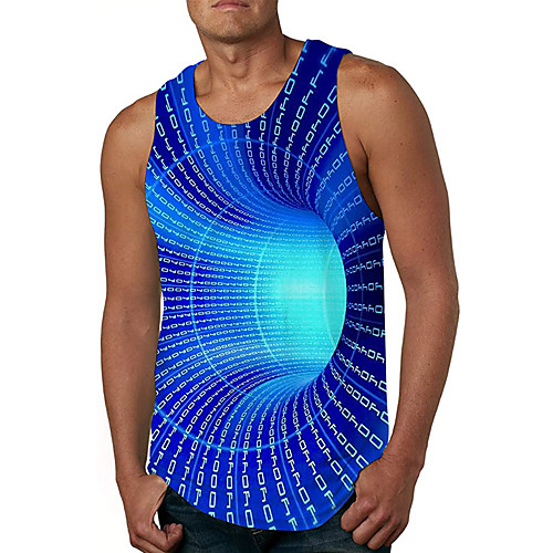 

Men's Tank Top Vest Undershirt 3D Print 3D 3D Print Print Sleeveless Daily Tops Casual Beach Blue