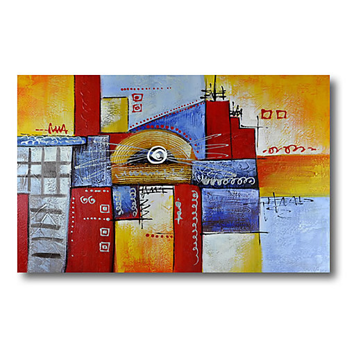 

Stretched Oil Painting Hand Painted Canvas Abstract Comtemporary Modern High Quality Bright Orange Ready to Hang