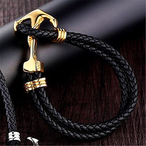 

Men's Chain Bracelet Braided Fashion Fashion Leather Bracelet Jewelry Gold / Silver For Party Evening Gift Date Festival / Titanium Steel