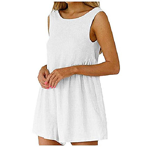 

women's cotton linen sleeveless backless top overalls shorts casual jumpsuit rompers with pockets