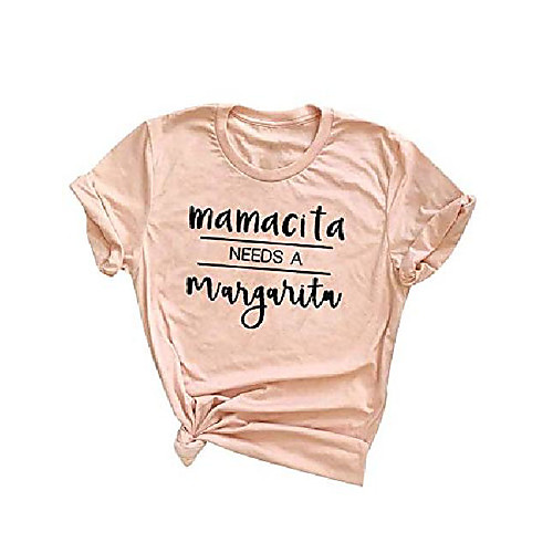 

women mamacita needs a margarita t-shirt graphic tee short sleeve mom tops (pink2, s)