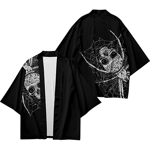 

Men's Shirt 3D Print Skull Spider Animal 3D Print Short Sleeve Daily Tops Casual Fashion Hawaiian Black