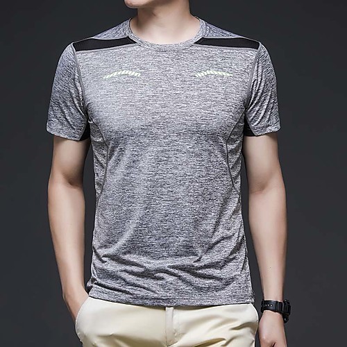 

Men's T shirt Hiking Tee shirt Short Sleeve Tee Tshirt Top Outdoor Lightweight Breathable Quick Dry Stretchy Autumn / Fall Spring Polyester Dark Grey Burgundy Light Grey Fishing Climbing Camping