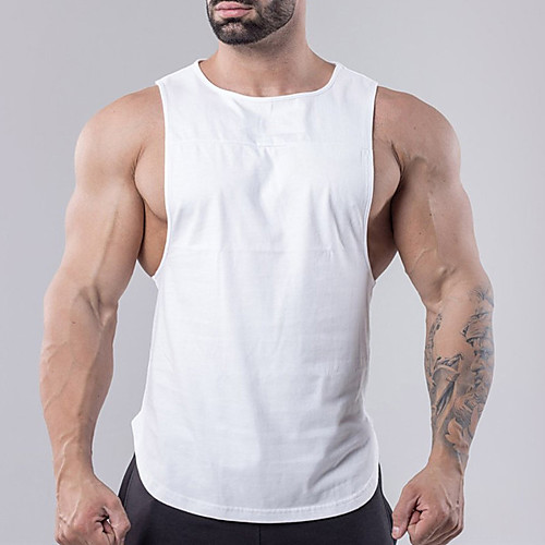 

Men's Sleeveless Workout Tank Top Running Tank Top Running Singlet Vest / Gilet Athleisure Summer Cotton Moisture Wicking Quick Dry Breathable Fitness Gym Workout Running Jogging Exercise Sportswear