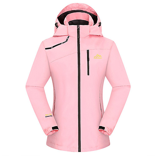 

Women's Hiking Windbreaker Outdoor Solid Color Waterproof Windproof Breathable Soft Jacket Full Length Visible Zipper Fishing Beach Camping / Hiking / Caving White Red Pink