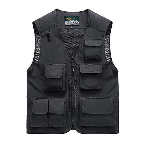 

Men's Hiking Vest / Gilet Fishing Vest Sleeveless Vest / Gilet Outdoor Breathable Anti-tear Multi-Pockets Summer Elastane Solid Color Black Yellow Red Hunting Fishing Climbing