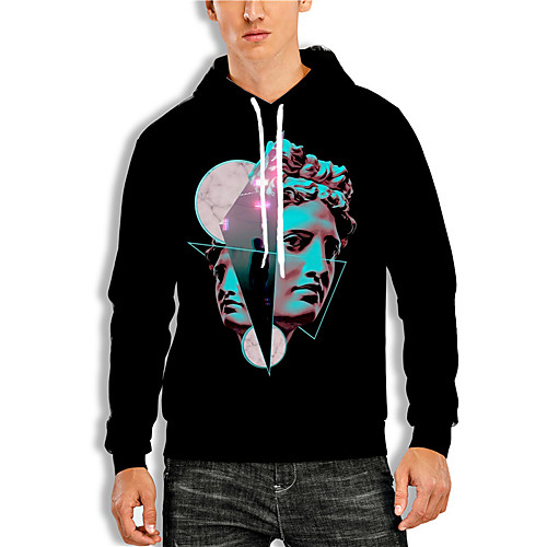 

Men's Pullover Hoodie Sweatshirt Graphic Prints Portrait Print Daily Sports 3D Print 3D Print Casual Hoodies Sweatshirts Black