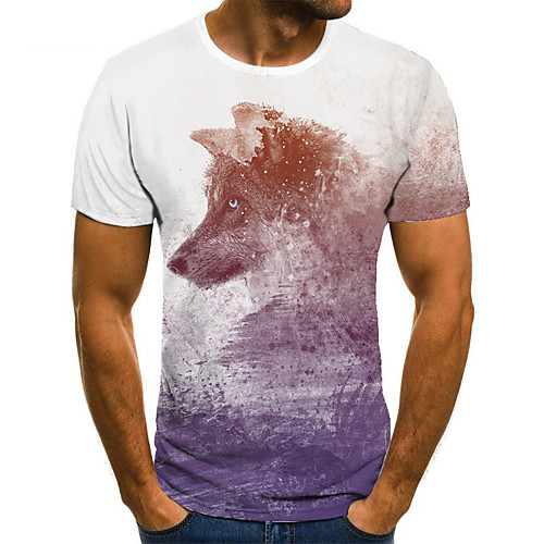 

Men's T shirt 3D Print Animal 3D Print Print Short Sleeve Casual Tops Casual Fashion White