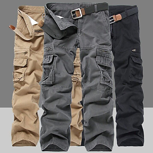 

Men's Hiking Pants Trousers Hiking Cargo Pants Solid Color Winter Outdoor Breathable Soft Multi-Pockets Wear Resistance Cotton Pants / Trousers Dark Grey Black Army Green Khaki Hunting Fishing / Camo