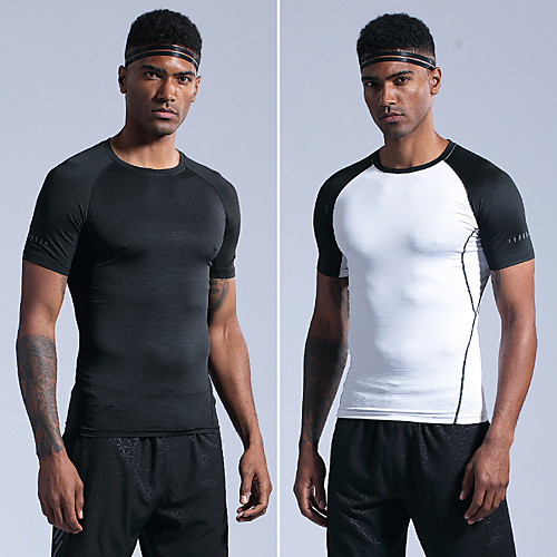 

Men's Short Sleeve Running Shirt Tee Tshirt Top Athletic Athleisure Breathable Quick Dry Moisture Wicking Yoga Fitness Gym Workout Running Jogging Sportswear Normal White Black Gray Activewear