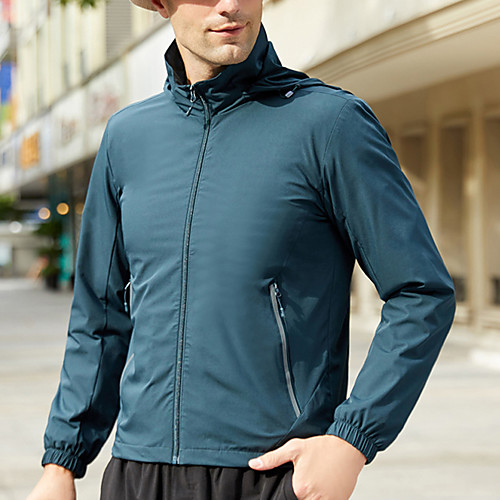 

Men's Hoodie Jacket Waterproof Hiking Jacket Hiking Windbreaker Outdoor Solid Color Waterproof Lightweight Windproof Breathable Jacket Hoodie Top Elastane Full Zip Hunting Fishing Climbing Dark Grey
