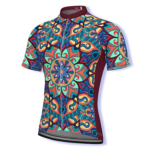 

21Grams Men's Short Sleeve Cycling Jersey Spandex Burgundy Bike Top Mountain Bike MTB Road Bike Cycling Breathable Quick Dry Sports Clothing Apparel / Athleisure