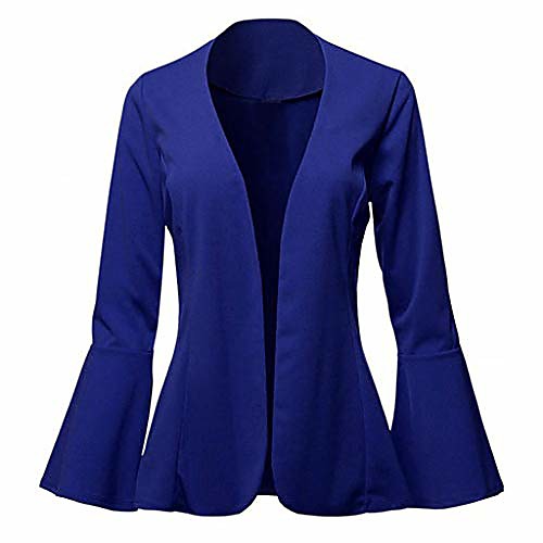 

goddessvan 2019 women's ladies crop frill shift flare sleeve peplum slim fit blazer jacket coat blue