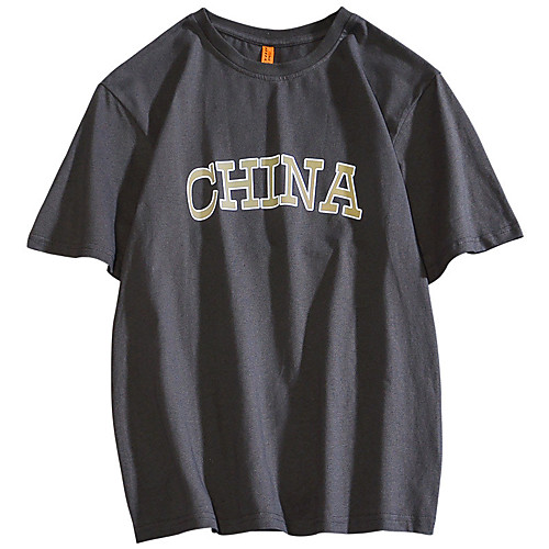 

Men's T shirt Hot Stamping Graphic Prints Letter Print Short Sleeve Casual Tops 100% Cotton Basic Casual Fashion White Black Blue