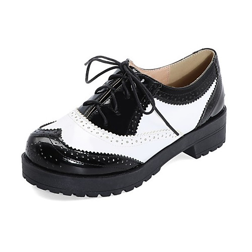 

Women's Oxfords Chunky Heel Round Toe PU Synthetics Black / White Black