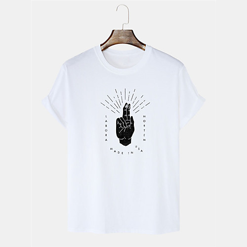 

Men's Unisex T shirt Hot Stamping Graphic Prints Hand Plus Size Print Short Sleeve Daily Tops 100% Cotton Basic Casual White Black Blushing Pink