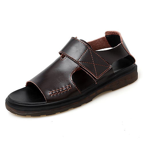 

Men's Sandals Casual Beach Daily Water Shoes Upstream Shoes Nappa Leather Breathable Non-slipping Wear Proof Black Brown Summer