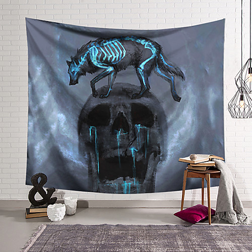 

Wall Tapestry Art Decor Blanket Curtain Hanging Home Bedroom Living Room Decoration Polyester Wolf Skull