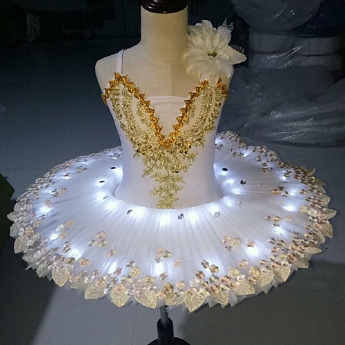

Ballet Tutu Dress Dress Lace Printing Glitter Girls' Training Performance Sleeveless High Lace Tulle