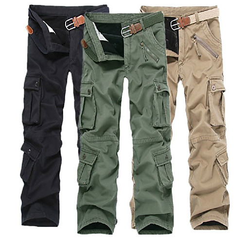 

Men's Hunting Pants Thermal Warm Dust Proof Wearproof Fall Winter Solid Colored Cotton for Black Army Green Khaki XS S M L XL