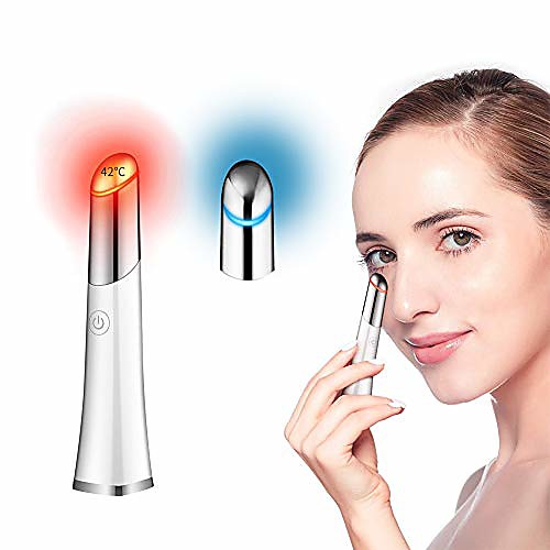 

eye massager,42℃ ionic eyes facial massager roller with heated sonic vibration relieving dark circles fatigue, puffiness anti-aging, anti-wrinkle, two modes usb rechargeable