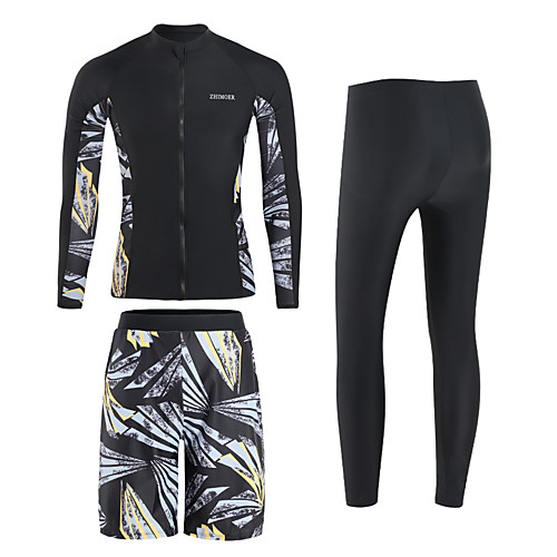 

Men's Rash Guard Dive Skin Suit Spandex Swimwear Quick Dry Breathable Long Sleeve 3-Piece - Swimming Diving Surfing Autumn / Fall Spring Summer