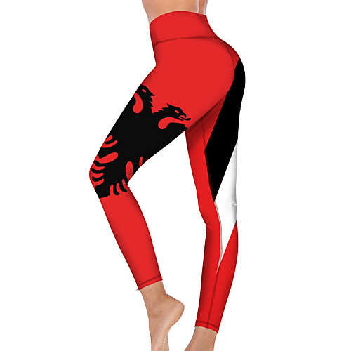 

21Grams Women's High Waist Yoga Pants Cropped Leggings Tummy Control Butt Lift Breathable Red Fitness Gym Workout Running Sports Activewear High Elasticity