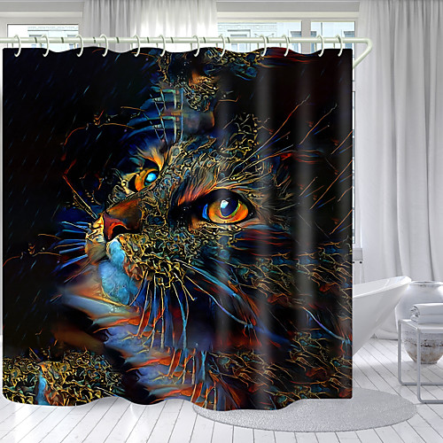 

Photo Cat And Tiger Digital Printing Shower Curtain Shower Curtains Hooks Modern Polyester New Design