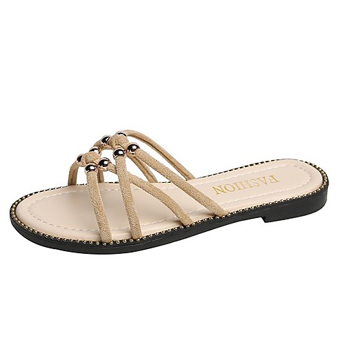 

Women's Slippers & Flip-Flops Flat Heel Open Toe Suede Solid Colored Black Khaki