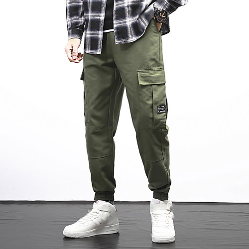 

Men's Cargo Tactical Cargo Pants Solid Colored Ankle-Length Black Army Green