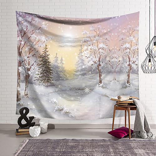 

Wall Tapestry Art Decor Blanket Curtain Hanging Home Bedroom Living Room Decoration Polyester Snow Scene