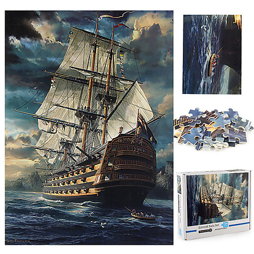

1000 Pcs Thick Paper Schmidt Sailing Boat Jigsaw Puzzle Educational Toy Adult Puzzle Gift Stress And Anxiety Relief Adorable Parent-child Interaction Kids Adults' Toy Gift