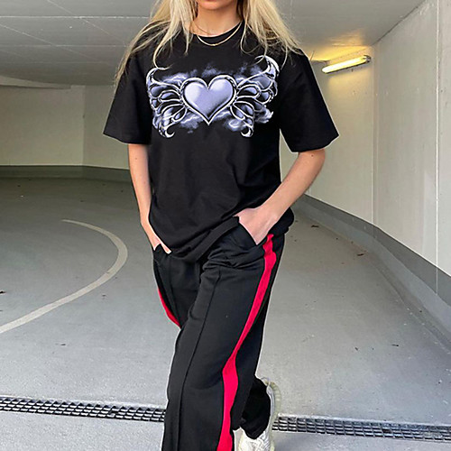 

Women's Tee / T-shirt Crew Neck Heart Sport Athleisure T Shirt Top Short Sleeves Breathable Soft Comfortable Everyday Use Casual Daily Outdoor Exercising / Summer