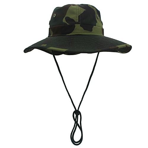 

Women's Fisherman Hat Hiking Cap 1 PCS Outdoor Portable Sunscreen Soft Breathable Hat Camo Polyester Yellow Army Green Camouflage for Fishing Climbing Beach