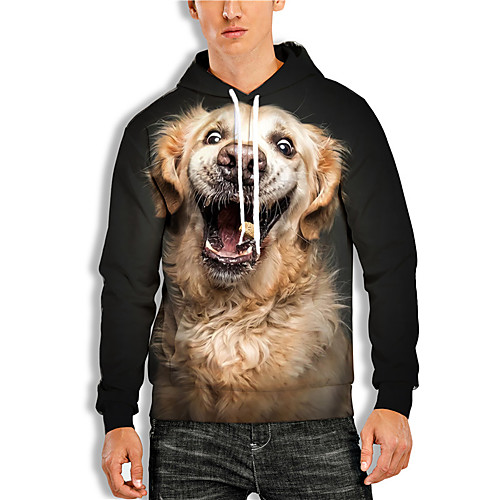 

Men's Pullover Hoodie Sweatshirt Dog Graphic Prints Animal Print Daily Sports 3D Print 3D Print Casual Hoodies Sweatshirts Black Brown