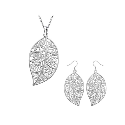 

Women's Jewelry Set Cut Out Leaf Precious Fashion Silver Plated Earrings Jewelry Silver For Christmas Wedding Party Evening Street Gift 1 set