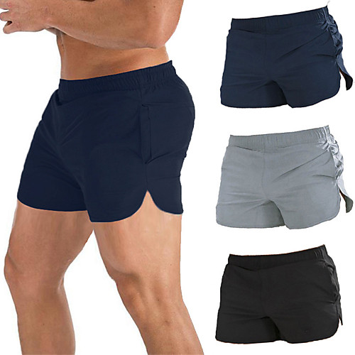 

Men's Running Shorts Marathon One-third Shorts Athletic Bottoms Split Drawstring Fitness Gym Workout Running Jogging Exercise Moisture Wicking Breathable Soft Normal Sport Solid Colored Black Navy